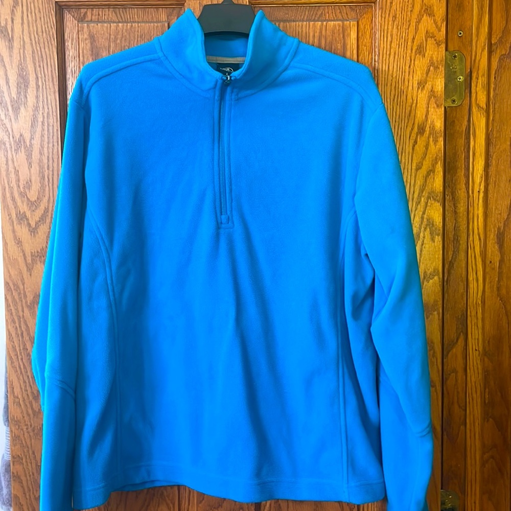 LANDS END L 1/4 zip Fleece Blue EXCELLENT